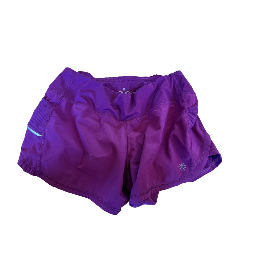 Athleta Purple Running Shorts Womens XS Activewear Reflective Zip Pocket